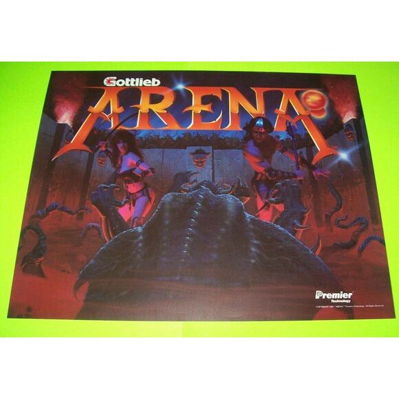 Arena Pinball Machine Translite Artwork Original 1987 Vintage Retro Game - Picture 1 of 8